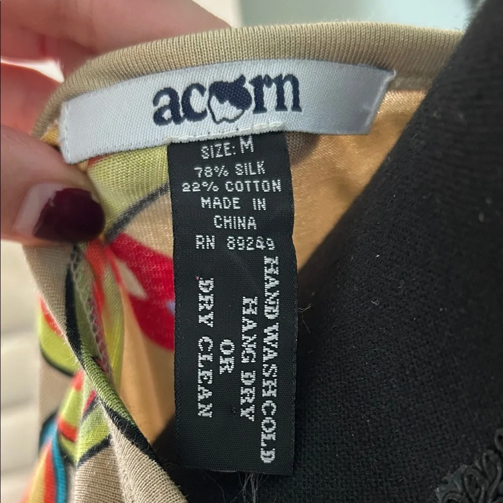 Acorn Silk Cotton Blend Top with Multicolor Design - Picture 2 of 5